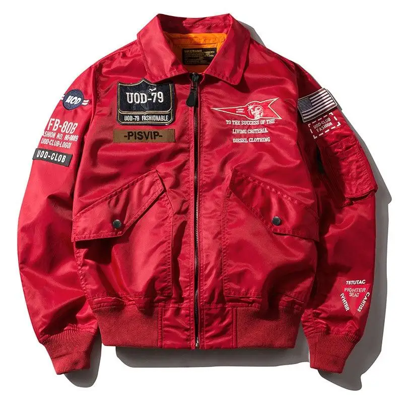 Blouson Bomber MA-1 Aviateur Homme – Patches USAF, Doublure Orange - Image 12