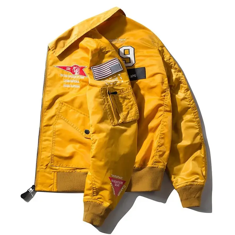 Blouson Bomber MA-1 Aviateur Homme – Patches USAF, Doublure Orange - Image 4
