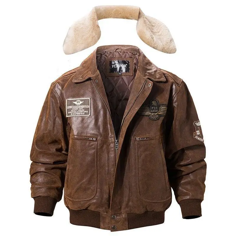 Blouson cuir militaire homme - Image 4