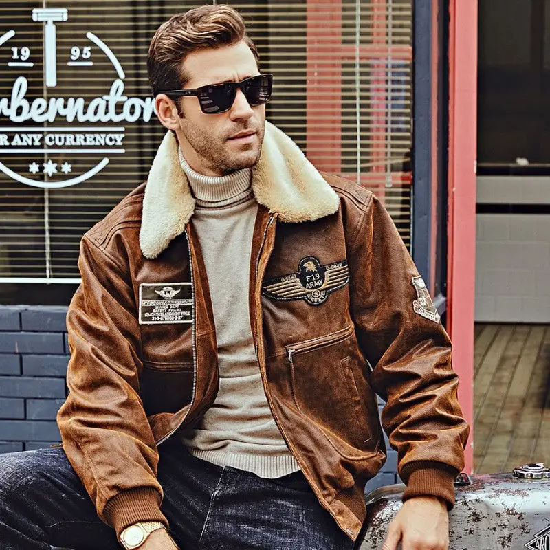 Blouson cuir militaire homme - Image 8