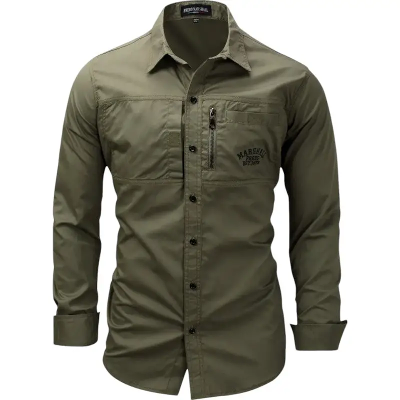 Chemise vert militaire homme - Image 7
