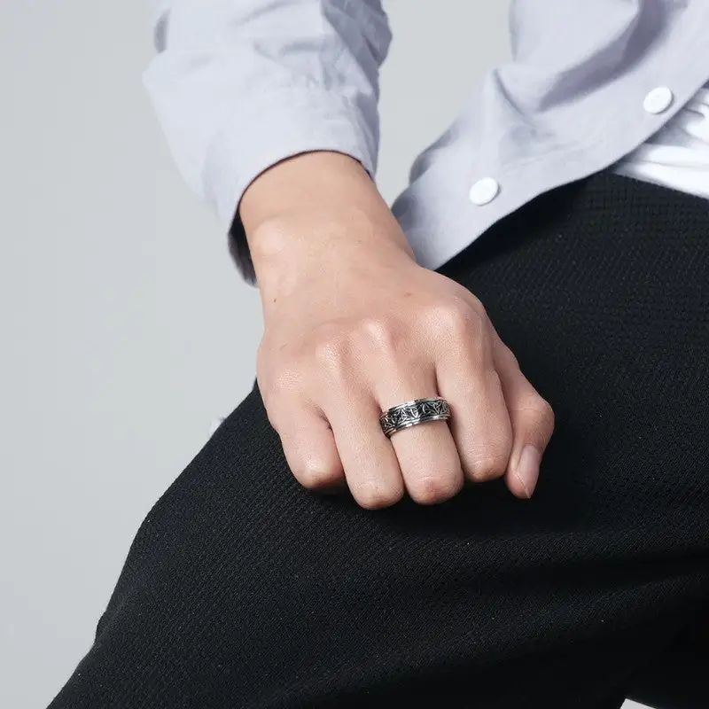 Chevaliere homme argent initiale - Image 4