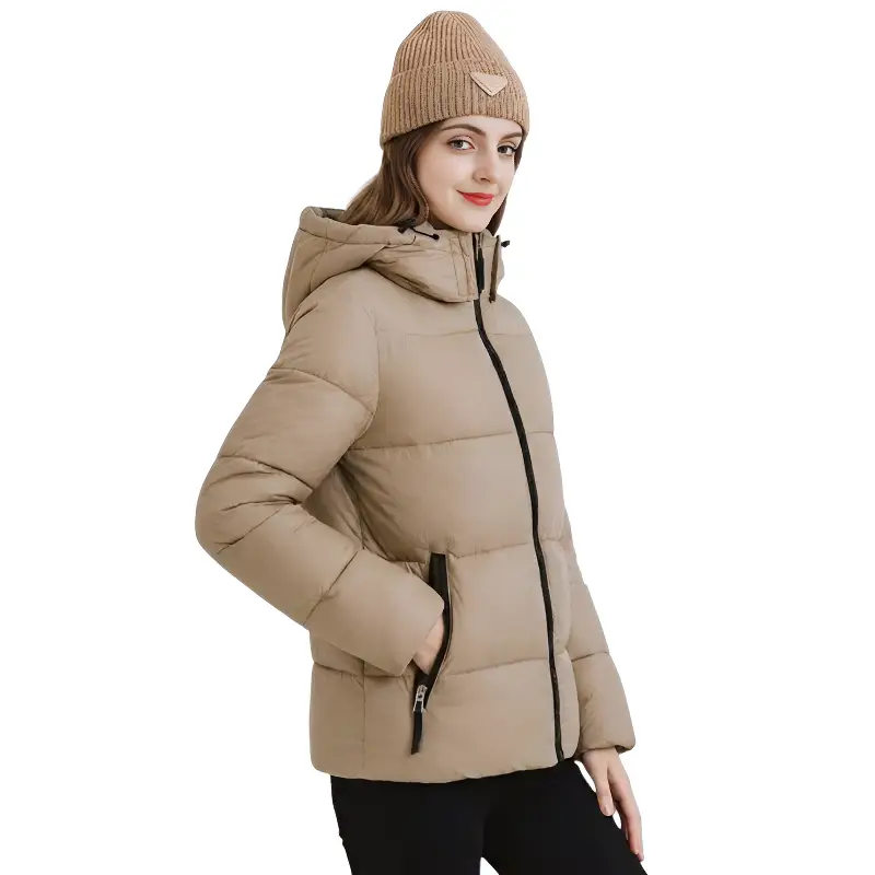 Doudoune beige femme mi longue - Image 10