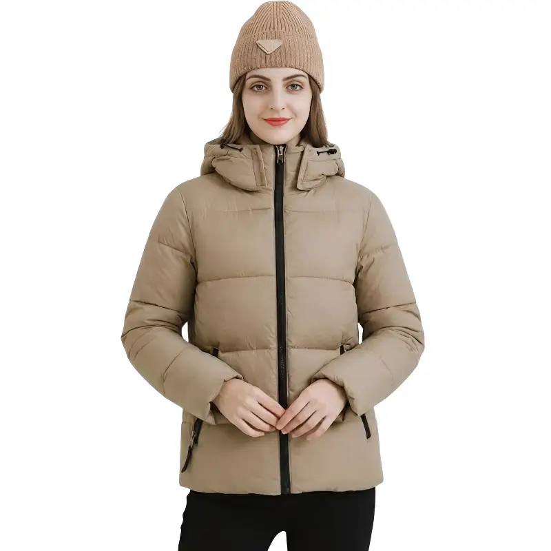 Doudoune beige femme mi longue - Image 11