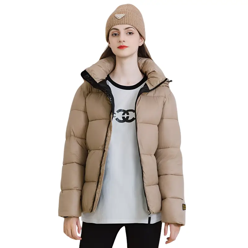 Doudoune beige femme mi longue - Image 4