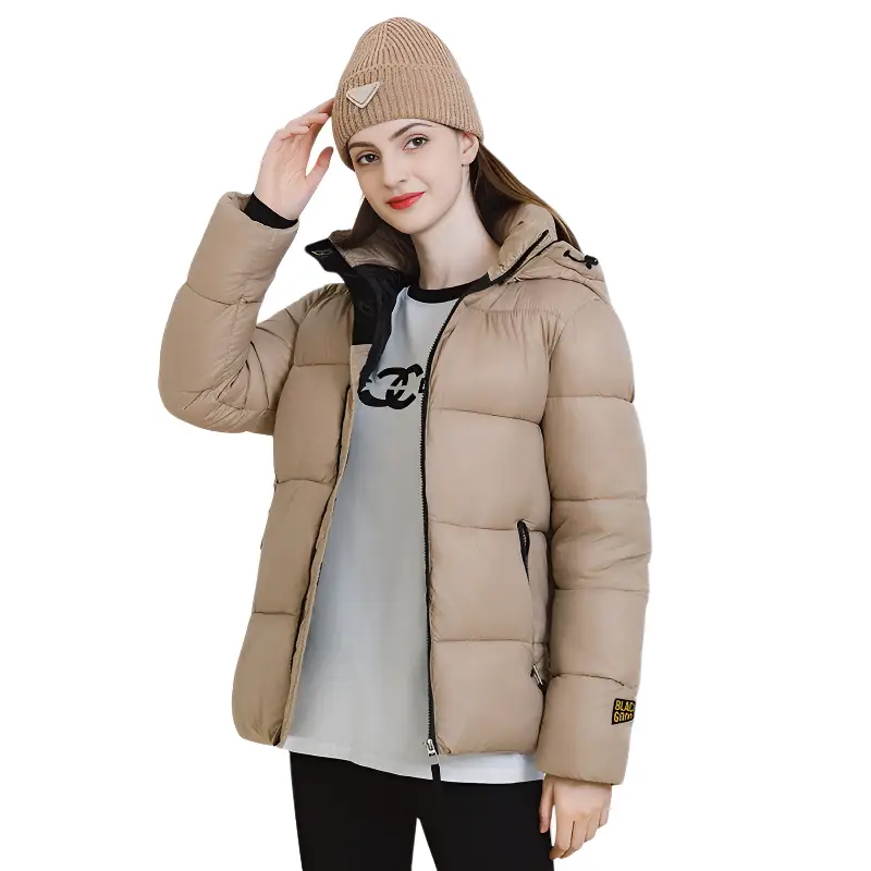 Doudoune beige femme mi longue - Image 5