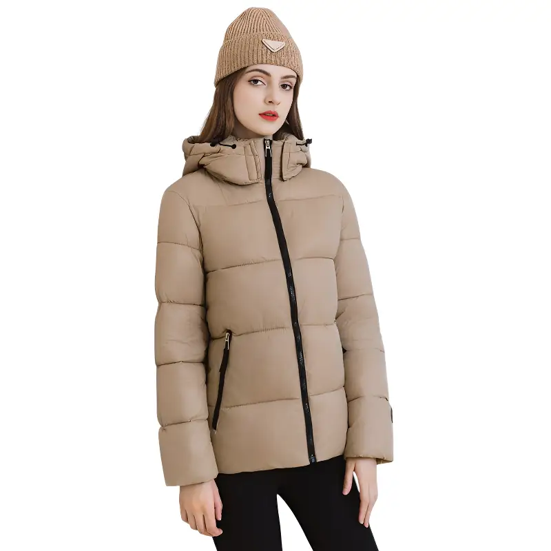 Doudoune beige femme mi longue - Image 6