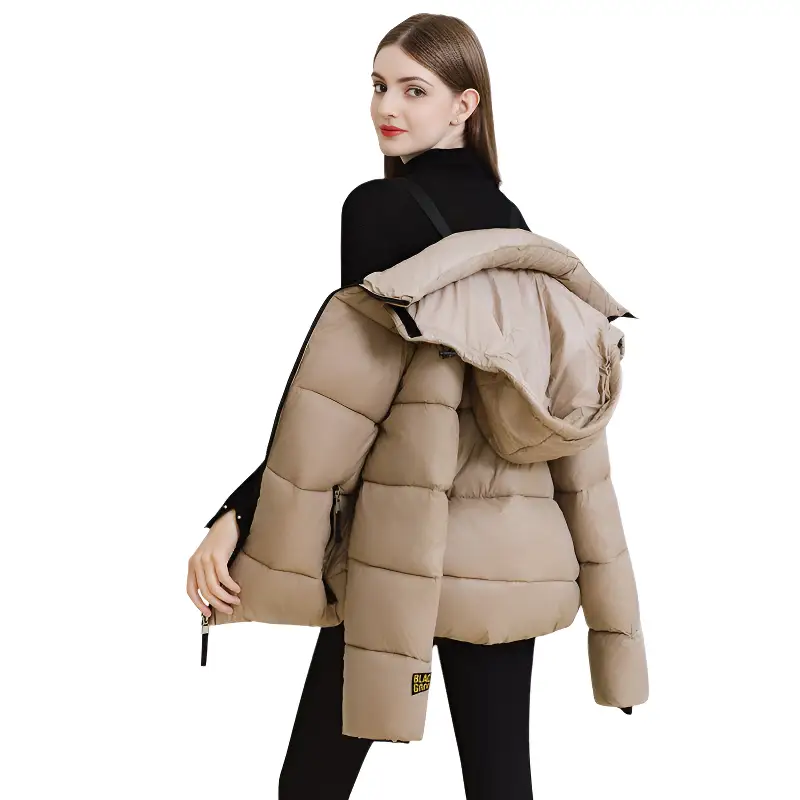 Doudoune beige femme mi longue - Image 7