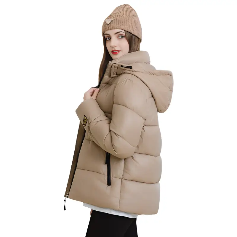 Doudoune beige femme mi longue - Image 8