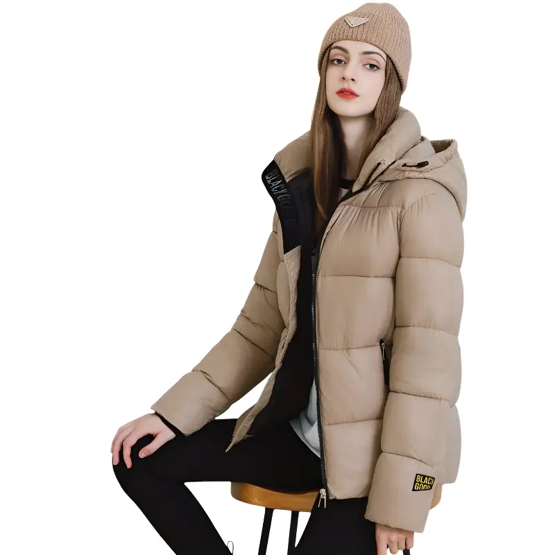 Doudoune beige femme mi longue - Image 9