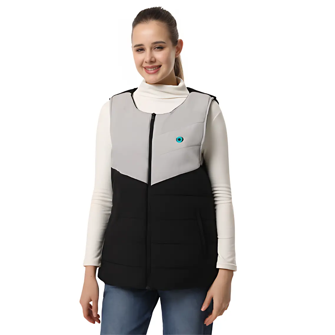 Doudoune gilet chauffante femme grise - Image 3
