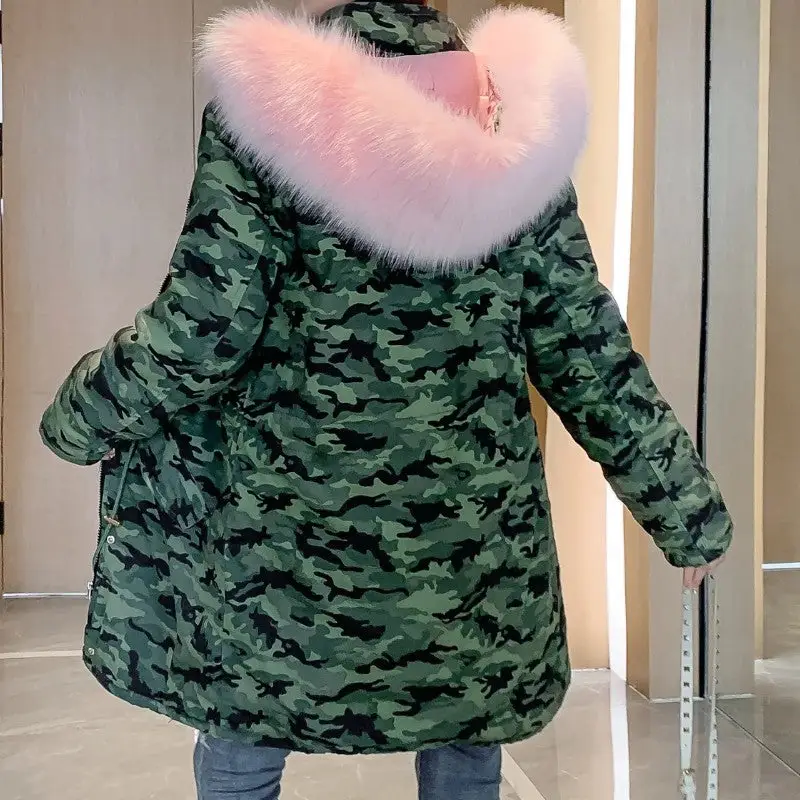 Doudoune militaire fausse fourrure femme - Image 4
