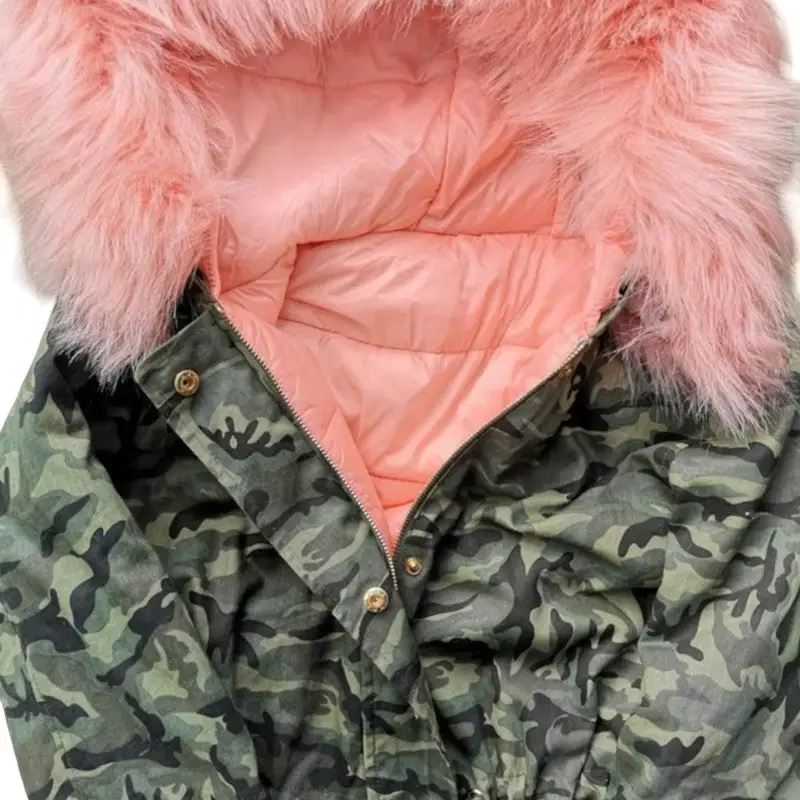 Doudoune militaire fausse fourrure femme - Image 7