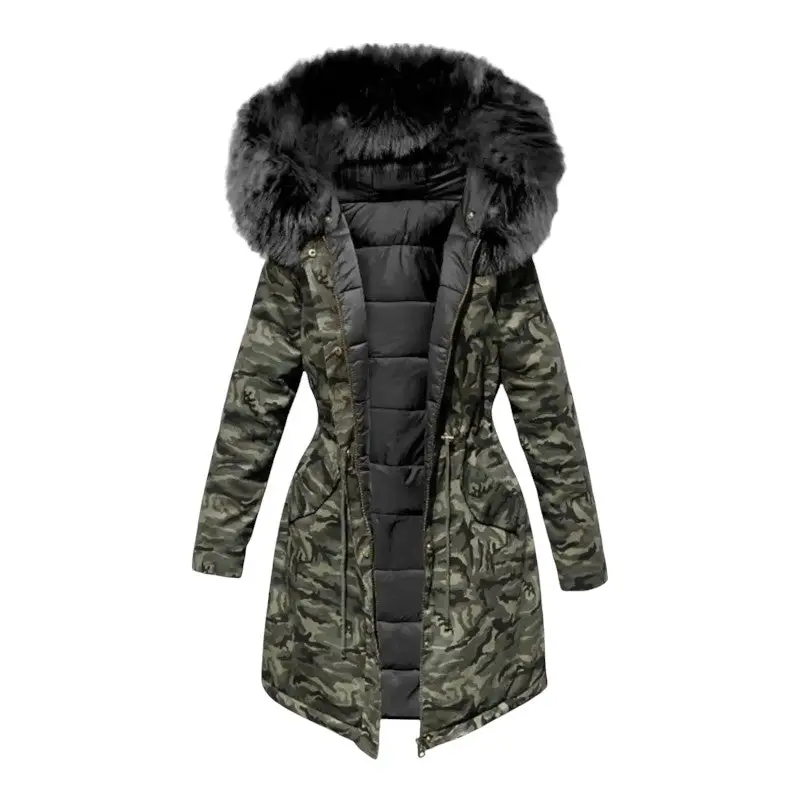 Doudoune militaire fausse fourrure femme - Image 8