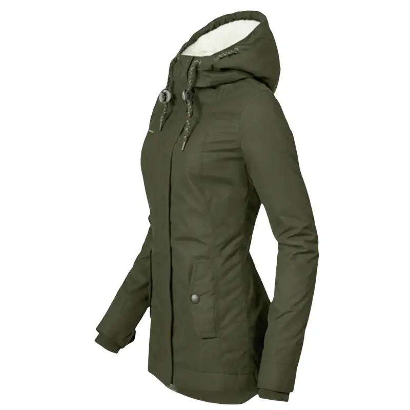 Parka femme militaire avec fourrure - Image 2