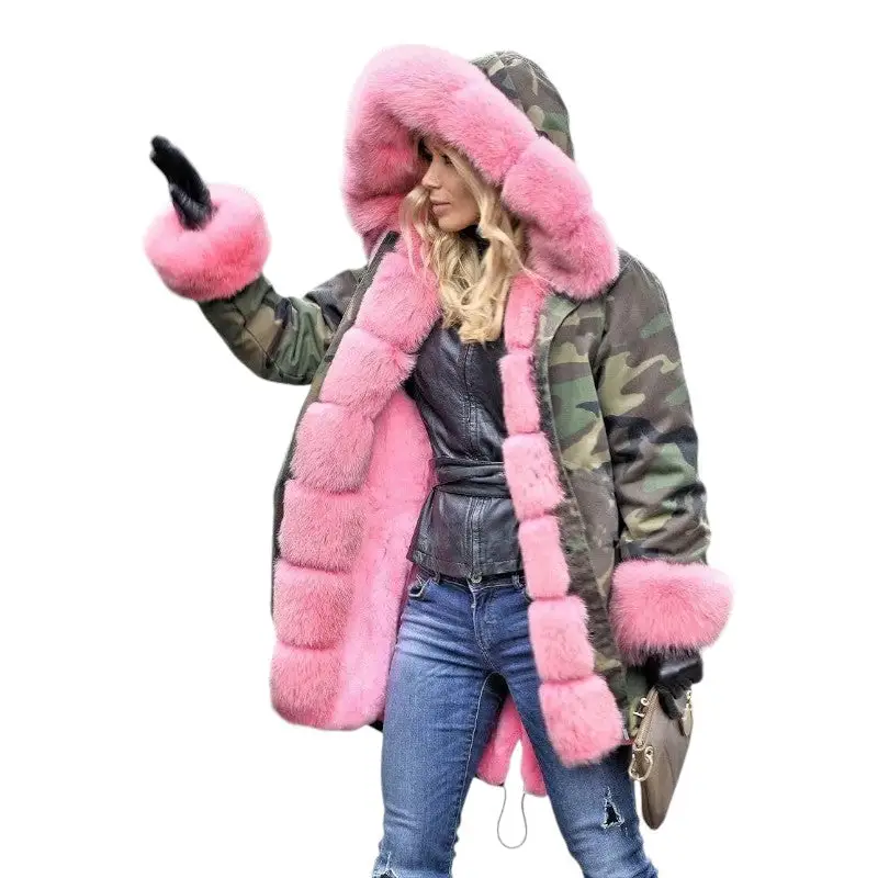 Parka militaire avec fourrure rose - Image 4