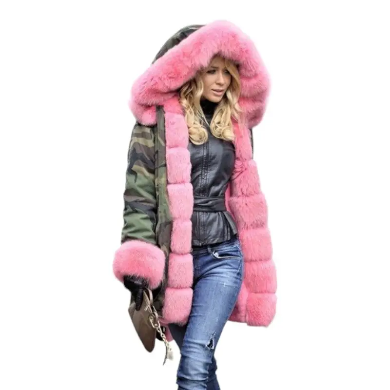 Parka militaire avec fourrure rose - Image 5