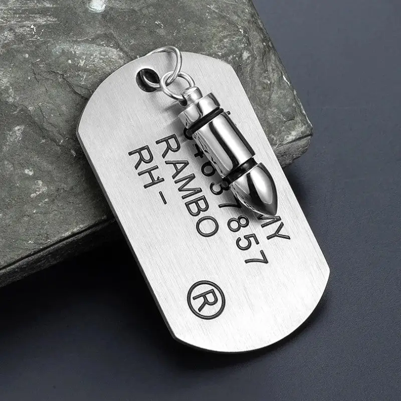 PLAQUE MILITAIRE AVEC MOTIF MUNITION (ACIER INOXYDABLE) - Image 9