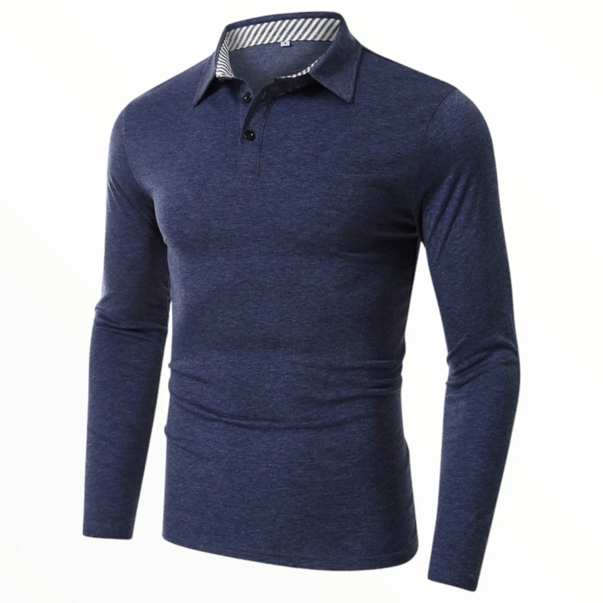 Polo bleu marine manches longues - Image 2