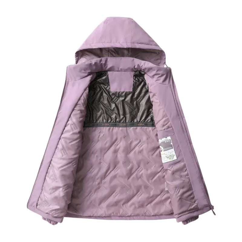 Veste chauffante automne hiver avec capuche amovible femme - Image 4