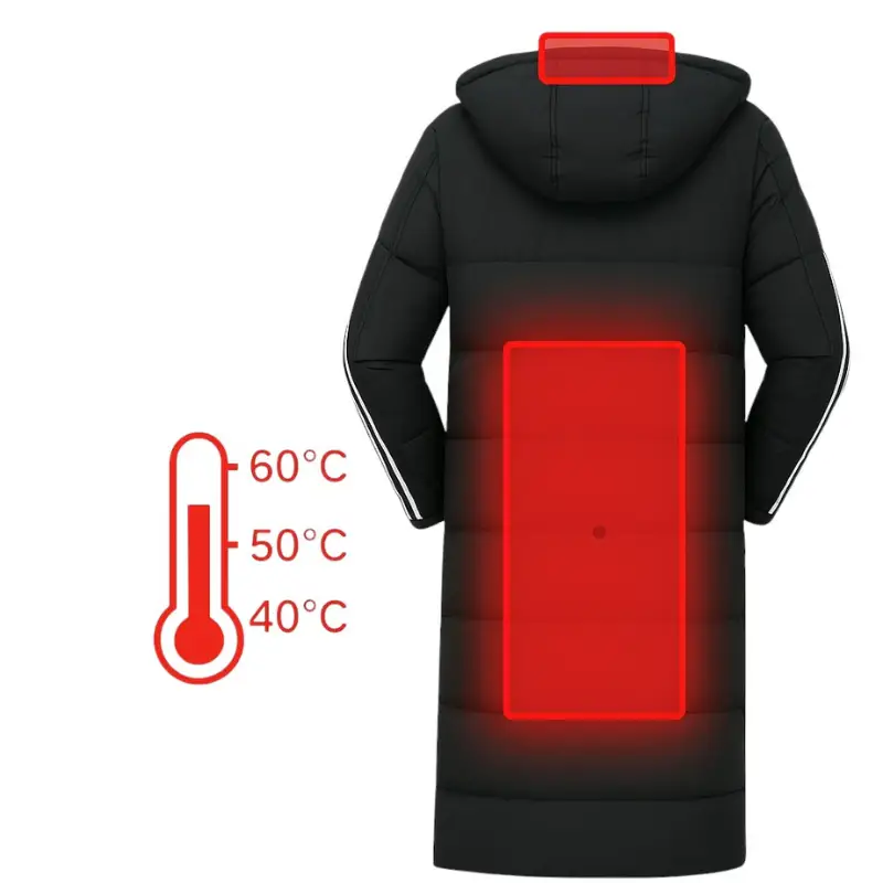 Veste longue chauffante 11 zones noire pour femme - Image 4