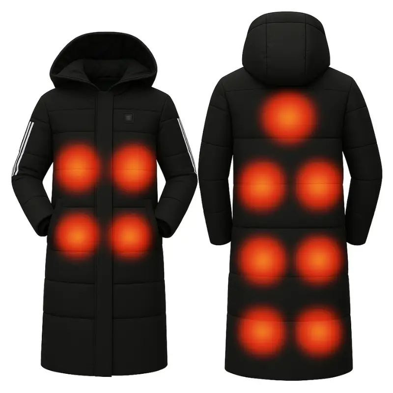 Veste longue chauffante 11 zones noire pour femme - Image 5