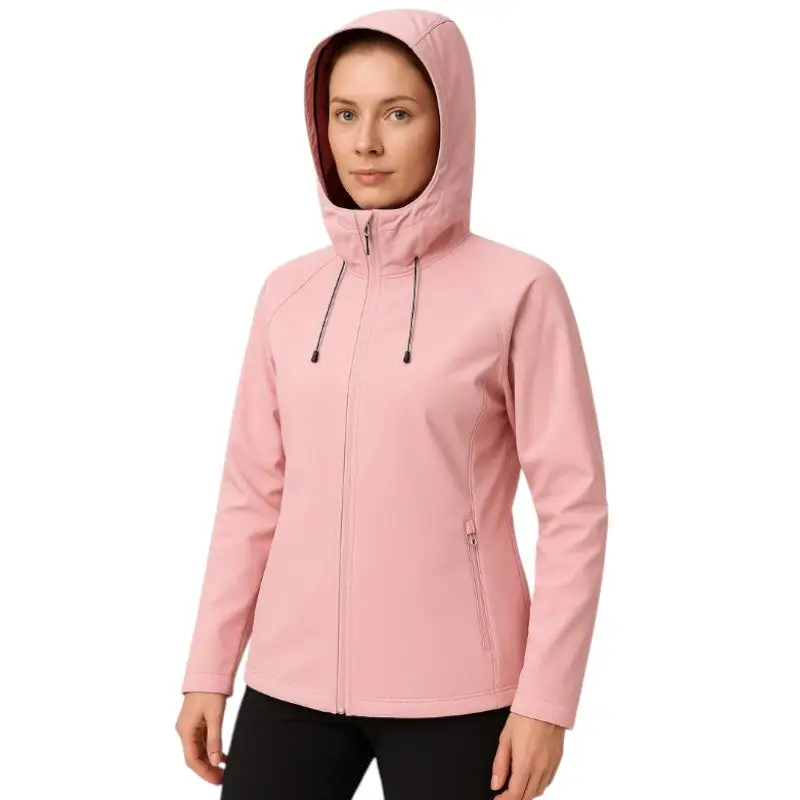 Veste softshell polaire femme chaude avec capuche coupe-vent - Image 11
