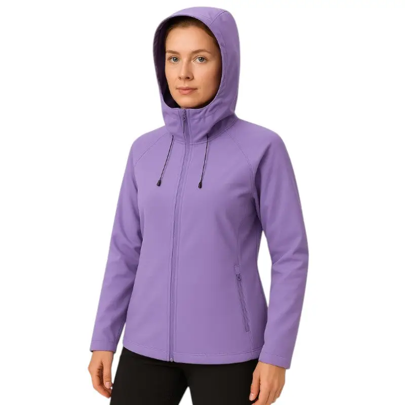 Veste softshell polaire femme chaude avec capuche coupe-vent - Image 15