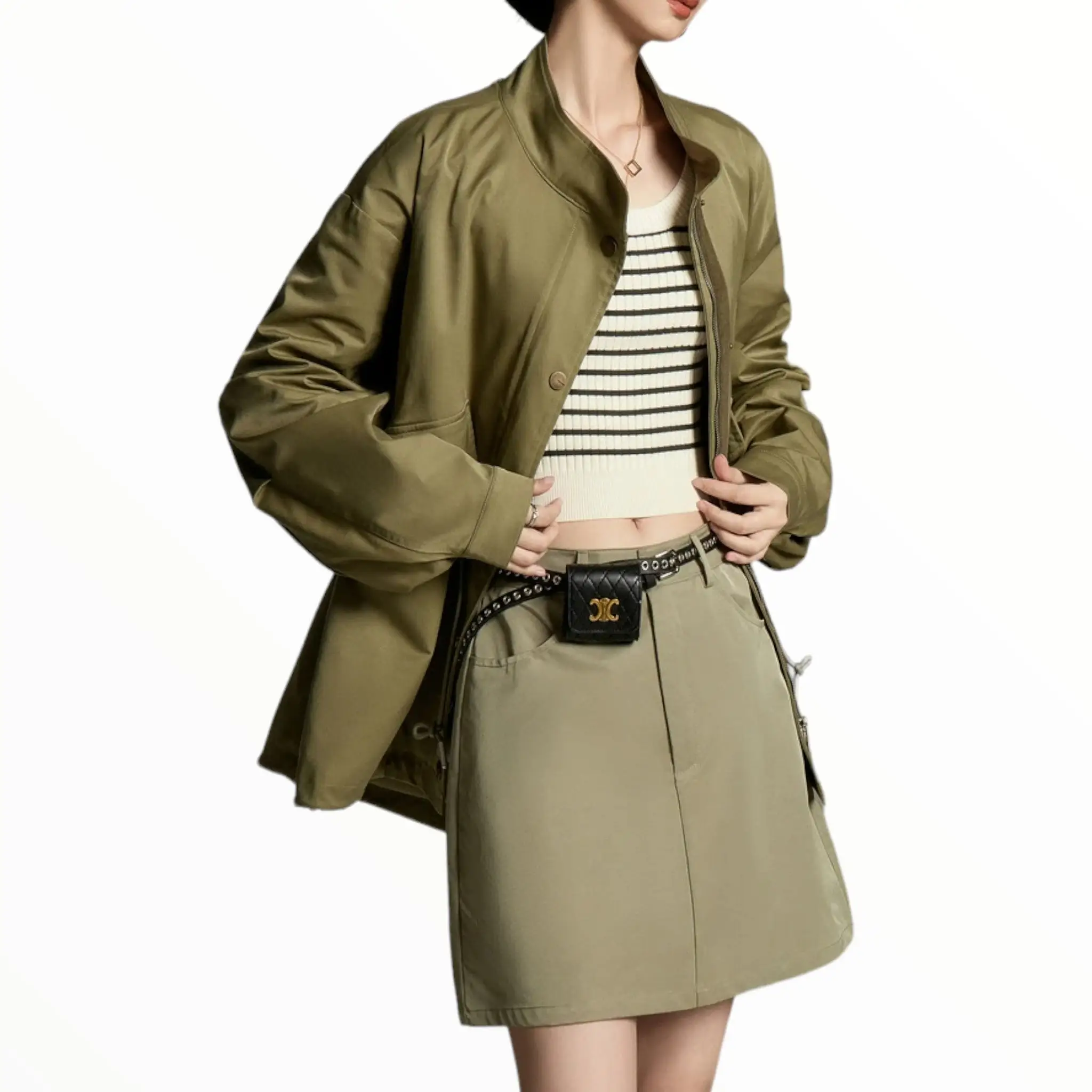 Veste verte militaire femme - Image 3